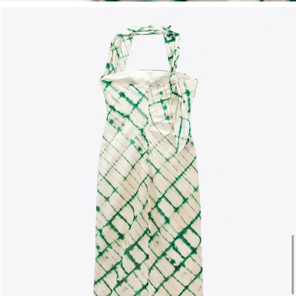 ZARA NWT Elegant Green and White Women's Dress - Picture 10 of 11